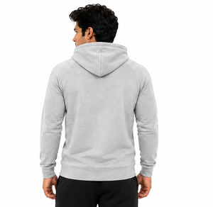 Sudadera con Capucha para Hombre, Color Gris Claro, Impermeable, 100% Algodón, con Bolsillo, Logotipo Personalizado en la Parte Delantera, Ropa Deportiva, Informal, Premium, Atlética - Product Image 6