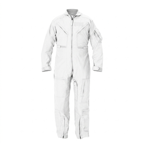 <b>White</b> Oxford <b>Work</b> Coverall With Multi Pockets And Zip Front For Unisex Use - Product Image 1