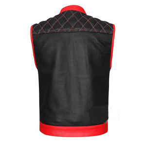 Chaleco de Cuero Negro Estilo Motero con Cierre de Botones Cubiertos, Estilo Vintage, Antiarrugas, de Secado Rápido y Transpirable para Hombre, para Otoño - Product Image 2