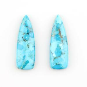 Turquesa Azul Mohave de Corte Único, Cabujón Plano Trillón de 10x30mm, Altamente Pulido, Piedras Preciosas Sueltas de Turquesa Natural - Product Image 1