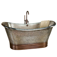 Baignoire autoportante en cuivre à remous et massage, finition argent antique, design élégant pour la décoration de salle de bain, vente en gros - Offre Spéciale