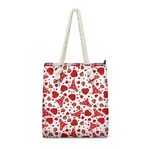 Cute Strawberry Pattern Handbag for Women Print on Demand Dropship Rope <b>Shoulder</b> Bag Versatile Stylish Beach Tote Bag for Girl - Product Image 2