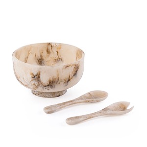 Bol en résine de luxe moderne avec plateau sur piédestal et soucoupes décoratives pour repas contemporains et réceptions festives - Product Image 3