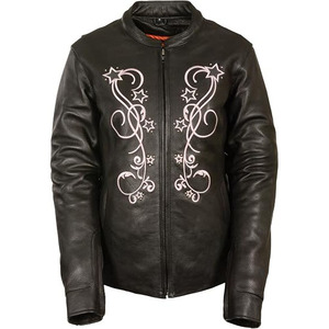 Chaqueta de Motociclista Casual de Cuero Negro Premium para Mujer SAMROZ SPORTS - Product Image 1