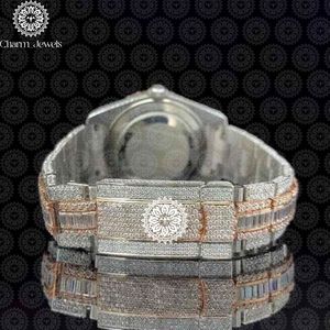 นาฬิกาข้อมือผู้ชายสุดหรู Charm_Jewels ตัวเรือนสแตนเลสสตีล ประดับเพชร ระบบอนาล็อก กลไกจักรกล หน้าปัดทรงสี่เหลี่ยม 40 มม. กระจกแซฟไฟร์ - Product Image 4