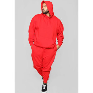 Ensemble de survêtement rouge pour homme, grande taille, en molleton de coton, coupe ample, style streetwear, survêtement de sport surdimensionné - Product Image 3