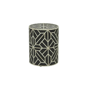 Hand-Painted Bone Inlay Modern Bold Striped Portable <b>Garden</b> <b>Stool</b> Two-Tone Pedestal Accent Furniture <b>for</b> Bedroom and Living Room - Product Image 2