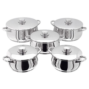 Mirror Polished Stainless Steel Casserole <b>Pots</b> <b>Set</b> with Lid Made in India Metal Casserole Dish Storage Large Bowls with Handle - Product Image 1