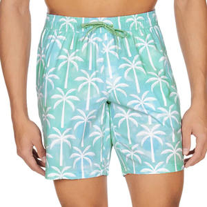 Shorts de bain pour homme à imprimé palmiers, séchage rapide, taille à cordon de serrage, décontractés, pour la plage - Product Image 1