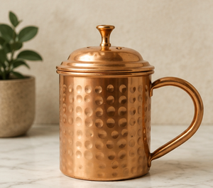 Hammered Pure <b>Copper</b> Mug with Lid – Handmade <b>Copper</b> Drinking <b>Cup</b> for Water, Tea, Coffee & Ayurvedic Use - Product Image 4