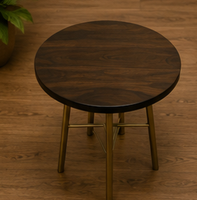 Table basse ronde moderne avec plateau en noyer et pieds en métal, design durable, meubles de salon de style mid-century