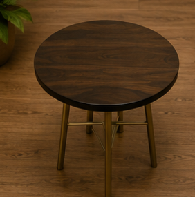 Modern Round <b>Coffee</b> <b>Table</b> <b>Walnut</b> Top Metal Legs Midcentury Living Room Furniture Durable Design - Product Image 6