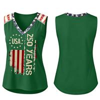Débardeur personnalisé pour femme à col rond, imprimé sérigraphié, sans manches, décontracté, respirant, tricoté, 95% nylon, logo frontal, USA