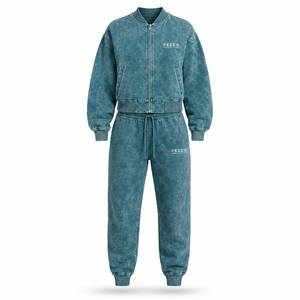 Conjunto de Sudadera con Capucha y Pantalones Jogger de Algodón 100% con Bolsillos Cargo y Cremallera, Estilo Urbano Vintage, Bordado, de Invierno, de Encaje Sólido, Personalizado, de Gran Venta - Product Image 1