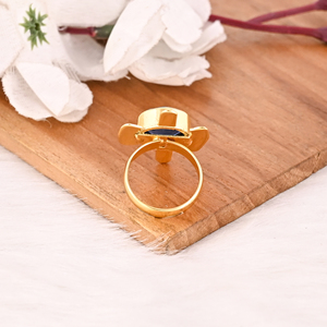Bague élégante en pierre précieuse bleu encre, bijoux faits à la main pour femmes - Product Image 5
