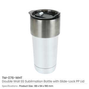 แก้วน้ำสแตนเลสสองชั้นพร้อมฝาปิดแบบสไลด์ล็อค PP ขนาด 591 มล. - Product Image 5