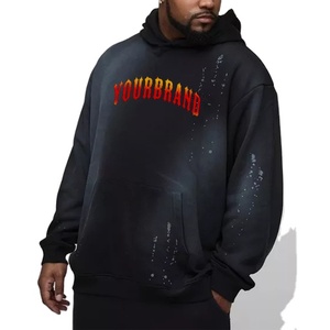 เสื้อฮู้ดสวมหัวแบบสวมหัวสำหรับผู้ชายผ้าฝ้ายแท้สีดำจางลงด้วยดีไซน์ไหล่พอดีตัวพร้อมสเปรย์ซักล้างสำหรับฤดูหนาว - Product Image 2