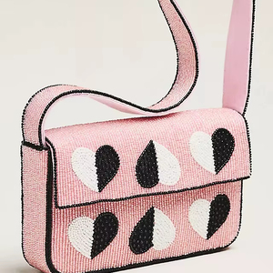 Elegante Bolso de Mano Bohemio con Bordado de Patrones Geométricos y Cuentas, Hecho a Mano, Impermeable, para la Noche, para Mujer, Diseños Personalizados - Product Image 1