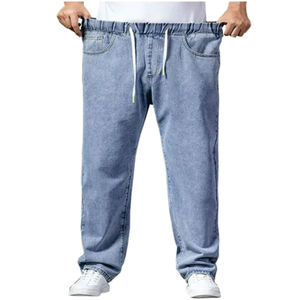 Jeans de Mezclilla de Alta Calidad para Hombre, Diseño Desgastado, Corte Regular, Estilo Casual Elegante, Cintura Media - Product Image 1