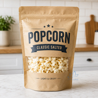 Sacs Doypack Personnalisés en Papier Kraft Mylar Givré avec Fermeture Éclair Hermétique pour Grains de Café, Thé, Popcorn – Emballage 250g, 500g, 1kg