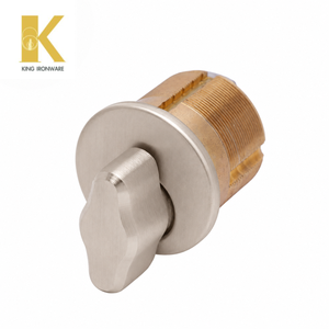 Serrure cylindrique en laiton à commande par bouton rotatif sans clé, en acier inoxydable satiné 28 mm, pour portes d'entrée commerciales et résidentielles - Product Image 1