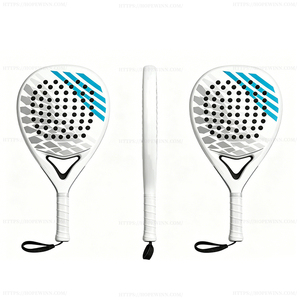 Raquette de padel en fibre de carbone, motif diamant blanc et bleu, avec sangle de poignet pour les sports de plein air - Product Image 2