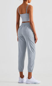 Jogging de sport à carreaux de haute qualité pour femmes, leggings décontractés, taille élastique, poches ajustables, sans couture, pour la pratique du yoga - Product Image 3