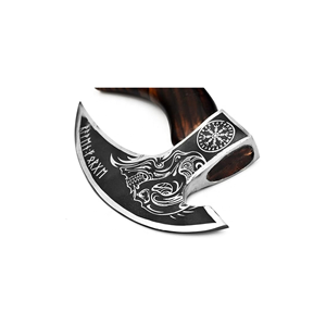 Cuchillo para Pizza Curvo de Acero Inoxidable Grabado con Diseño de Barba, Mango Ergonómico de Madera, Funda de Cuero, Personalizable OEM, ¡Venta Caliente! - Product Image 4