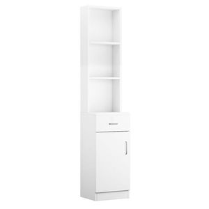 Mobile da Barbiere FCH a 5 Scomparti in MDF con 1 Cassetto e 1 Anta, Bianco, Arredamento per Salone - Product Image 2