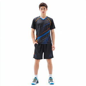 ชุดเสื้อยืดกีฬาลำลอง กางเกงขาสั้นแบดมินตัน ผ้าโพลีเอสเตอร์ 100% เสื้อเทนนิส ชุดยูนิฟอร์มเทเบิลเทนนิสแบบกำหนดเองได้ - Product Image 2