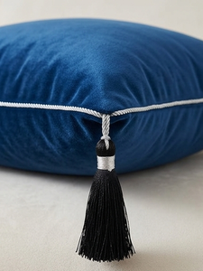 Black Fabric Tassel With Silver <b>Cord</b> Hanging Home Decor Minimalist Style For Living Room Indoor Use - Product Image 4