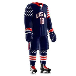 ชุดทีมกีฬาฮอกกี้น้ำแข็ง โพลีเอสเตอร์ เสื้อและกางเกงสำหรับฝึกซ้อม ขายส่ง เนื้อผ้านุ่ม ระบายอากาศได้ดี ทนทาน ชุดยูนิฟอร์มฮอกกี้น้ำแข็งแบบสั่งทำ - Product Image 5