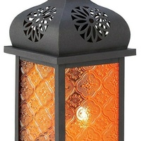 Lanterne marocaine en verre orange faite à la main, porte-bougie suspendu en métal pour la décoration intérieure et extérieure