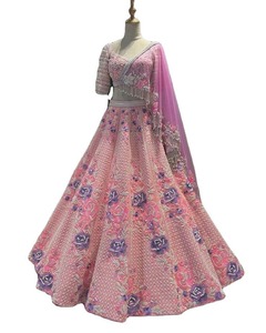 Lehenga Choli Bordado a Mano, Traje Tradicional de Seda para Fiestas y Festivales, Atuendo Femenino para Adultos - Product Image 2