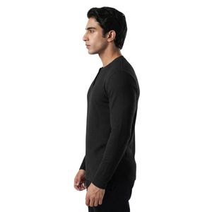 Men's Black <b>Cloud</b> Warm Tee Thermal Lightweight Breathable Crew <b>Neck</b> Long Sleeve Fitness Gym Training Workout Activewear Sports - Product Image 3