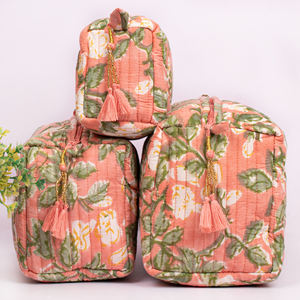 Nouvel ensemble de trousses de maquillage multifonctionnelles en coton faites à la main pour l'été, le meilleur rangement pour articles de toilette avec pochette organisatrice de cosmétiques personnalisée - Product Image 2