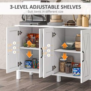 Credenza da Cucina in Stile Cinese Bianco Solido, Mobile Ecologico Fatto a Mano per Sala da Pranzo, Soggiorno e Seminterrato - Product Image 5