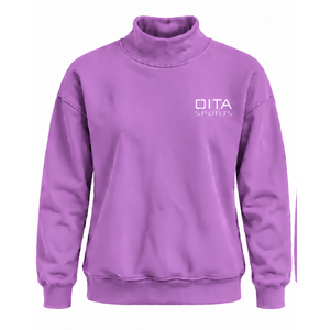 Sweat-shirt pour femme violet orchidée à col montant, manches longues, coupe ample, en polaire, style décontracté, streetwear, pull d'hiver tendance - Product Image 1