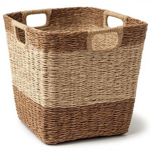 Premium Durable Natural Fiber Seagrass <b>Basket</b> for Kitchen <b>Bathroom</b> & Living Room Storage Sustainable and Elegant Decor - Product Image 2