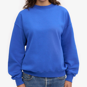 Sweat-shirt surdimensionné à col rond pour femme, couleur unie, épaules tombantes, manches longues, tricoté 100% coton, molleton d'automne, French Terry - Product Image 5