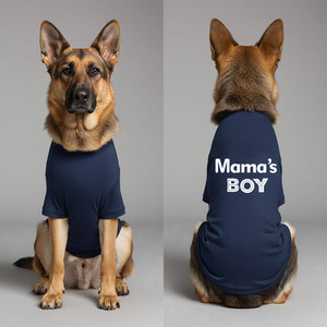 Camiseta de algodón premium para perro con cuello redondo en color azul marino oscuro, tela suave, cómoda y duradera, ropa premium para mascotas. - Product Image 2
