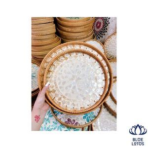 Bandeja de Mosaico de Ratán Sostenible de Alta Calidad, Cesta de Servir Tejida a Mano, Decoración Decorativa para Mesa, para Exportación - Product Image 1