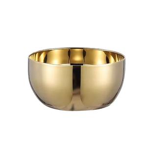 Tazón Grande de Metal Pulido Dorado para Servir Alimentos, Diseño Simple, Tazón para Mezclar Alimentos y Postres a un Precio Atractivo, Vajilla Metálica - Product Image 1