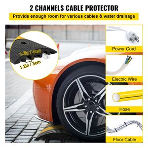 Rampa Protettiva in Gomma Resistente da 1,8 m (72,4x12x2,4 cm) a Doppio Canale per Cavi, Protezione per Garage, Ghiaia, Asfalto e Calcestruzzo per Vialetti - Product Image 3