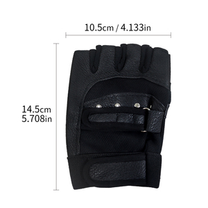 ถุงมือหนังขี่มอเตอร์ไซค์แบบครึ่งนิ้วสีดำ สายรัดปรับได้ รองรับหน้าจอสัมผัส ตกแต่งด้วยหมุดโลหะรักษ์โลก สำหรับสวมใส่ลำลองกลางแจ้ง รุ่นสี่ - Product Image 6