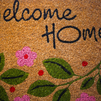 Bloom Welcome Home Blumenmuster Kokos-Fußmatte mit PVC-Rückseite Bedruckte Kokos-Türmatte Designer-Eingangsmatte Naturfaser Heimdekoration