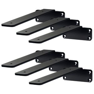 6 Soportes de estantería flotante de alta resistencia, 8 L x 4 W x 1.6 H, para estanterías en forma de L de 5 mm de grosor, color negro mate, conectores y soportes para estanterías - Product Image 1