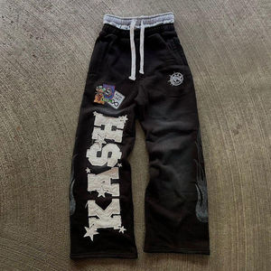 Pantalon de survêtement évasé personnalisé 100% coton French Terry coupe bootcut imprimé vintage délavé à l'acide pour homme - Product Image 2