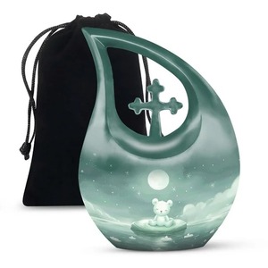 Yellow Butterfly Teardrop <b>Large</b> Adult <b>Urn</b> for Human Ashes With Free Velvet Bag - Product Image 5