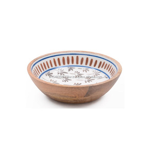 Bol de service en bois enduit d'émail nouveau saladier en bois pour servir les aliments nouveau Design assiette de service en bois pour les ustensiles de cuisine - Product Image 4